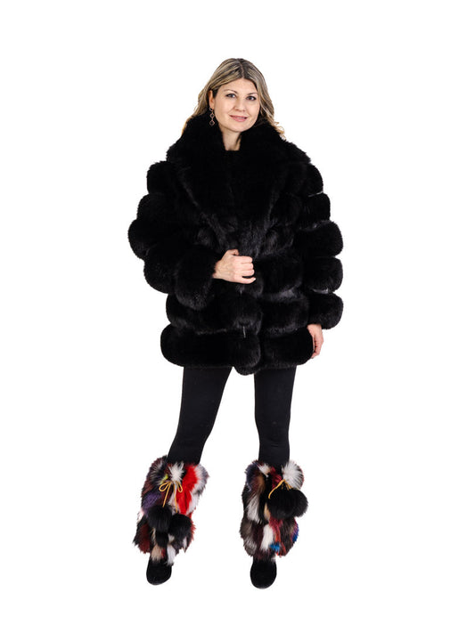 Puffer Fox Fur Jacket Puffer Starlight Furs Small Black Fox Fur 