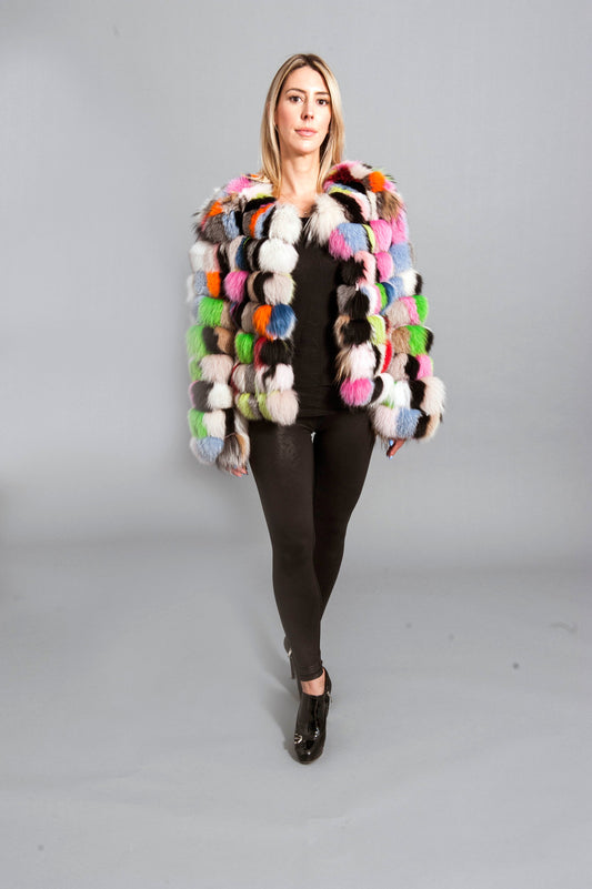 Rainbow Fox Fur Jacket Jackets Starlight Furs 