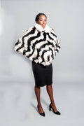 Short Two Tones Fox Cape Starlight Furs Black and White 