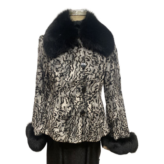 Swakara Lamb Jacket with Fox Collar Coats & Jackets Starlight Furs 