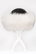 White fox fur hat, luxury winter accessory by Starlight Furs Montreal