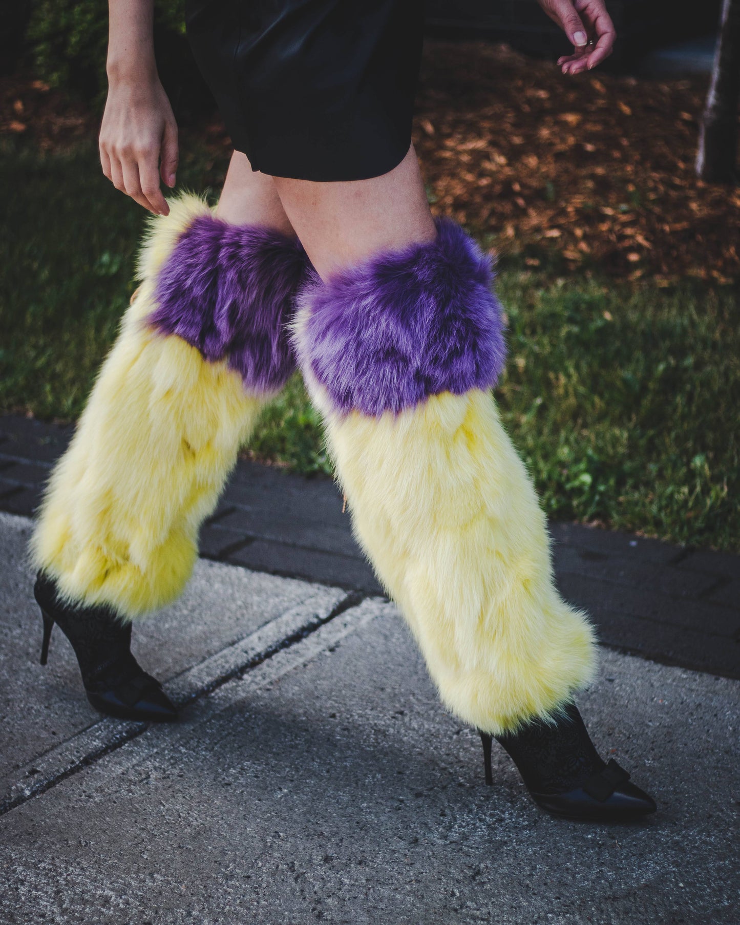 Yellow and Purple Fur Fox Boot Covers Accessories Starlight Furs 